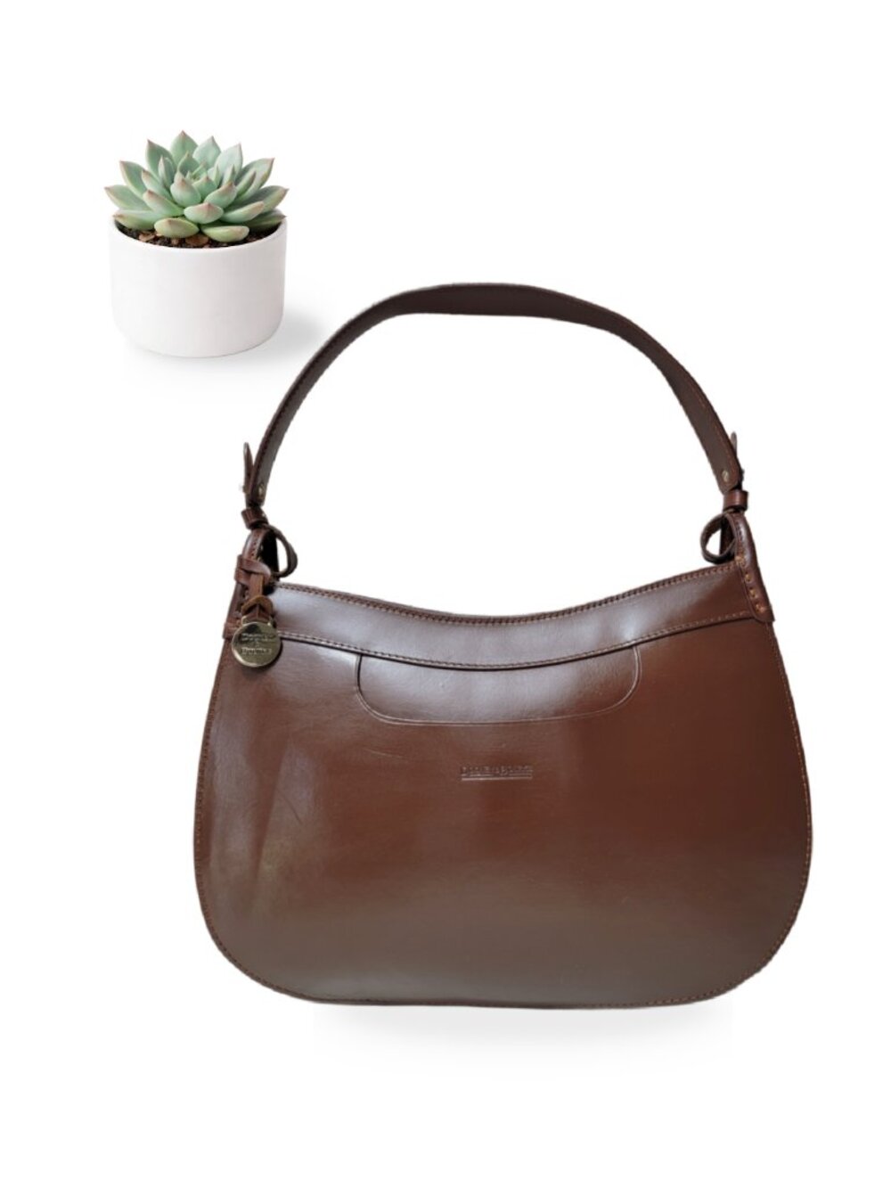 Dooney & Bourke Leather Handbags Vintage Brown Hobo Shoulder Bag Made In Italy
